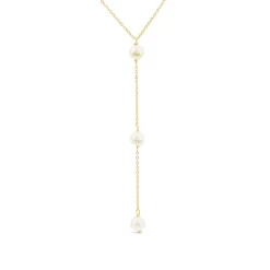 9ct Yellow Gold 3 Pearl "Y" Drop Necklet