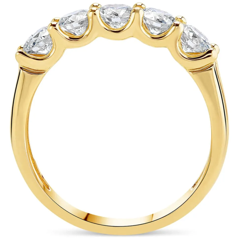 18ct Yellow Gold 5 Round Cut Diamond Stones 0.92ct Ring