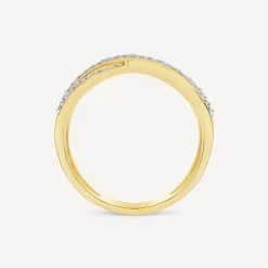 9ct Yellow Gold 3 Row Crossover 0.15ct Diamond Ring