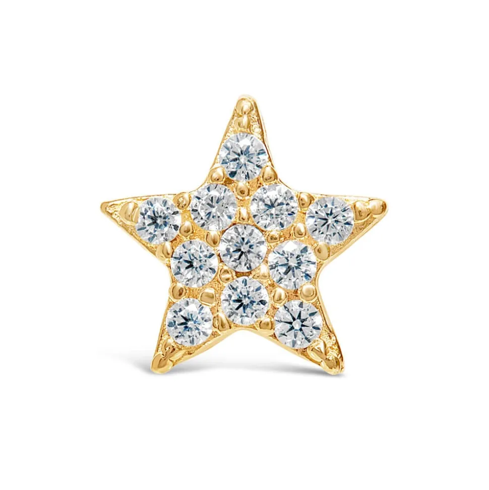 9ct Yellow Gold All Cubic Zirconia Star Single Stud Earring