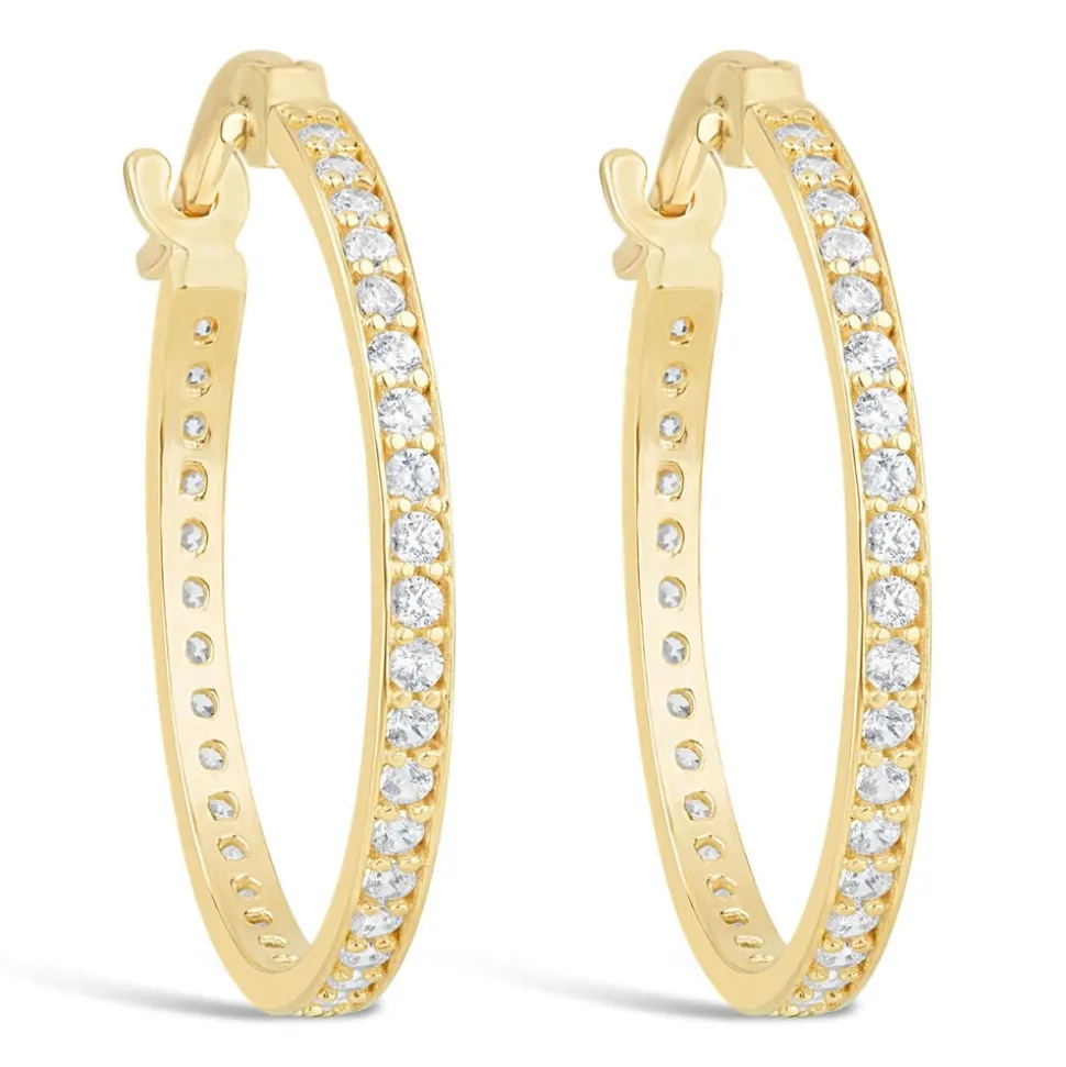 9ct Yellow Gold & Cubic Zirconia Small Hoop Earrings