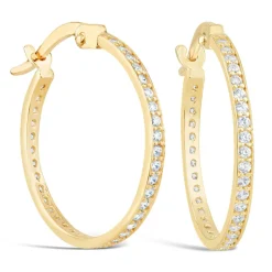 9ct Yellow Gold & Cubic Zirconia Small Hoop Earrings
