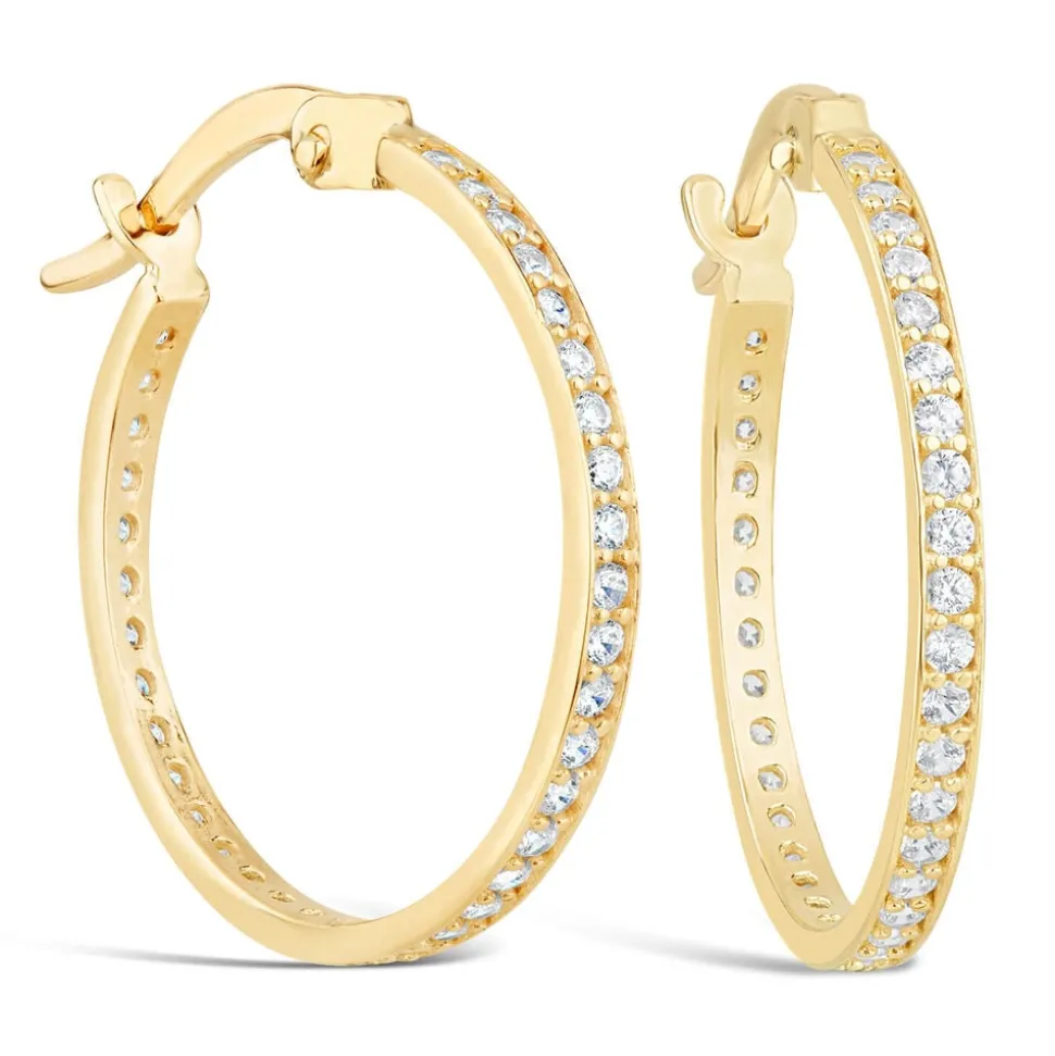 9ct Yellow Gold & Cubic Zirconia Small Hoop Earrings