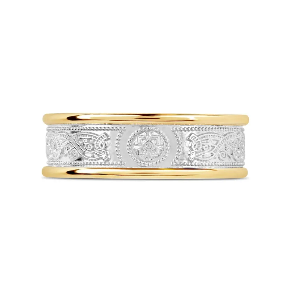10ct Yellow Gold & Silver Celtic 6.5mm Men's Wedding Ring
