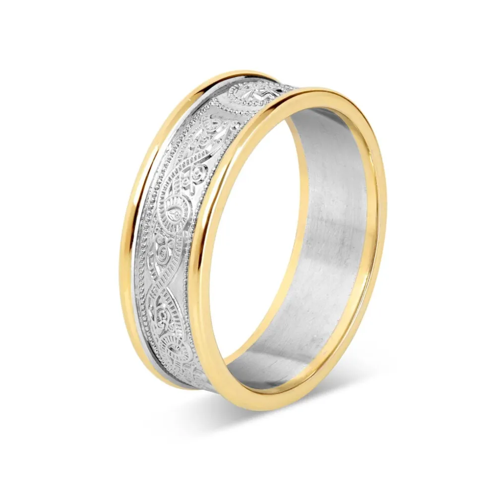 10ct Yellow Gold & Silver Celtic 6.5mm Men's Wedding Ring