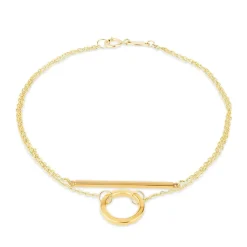 9ct Yellow Gold Bar & Circle Double Chain Bracelet