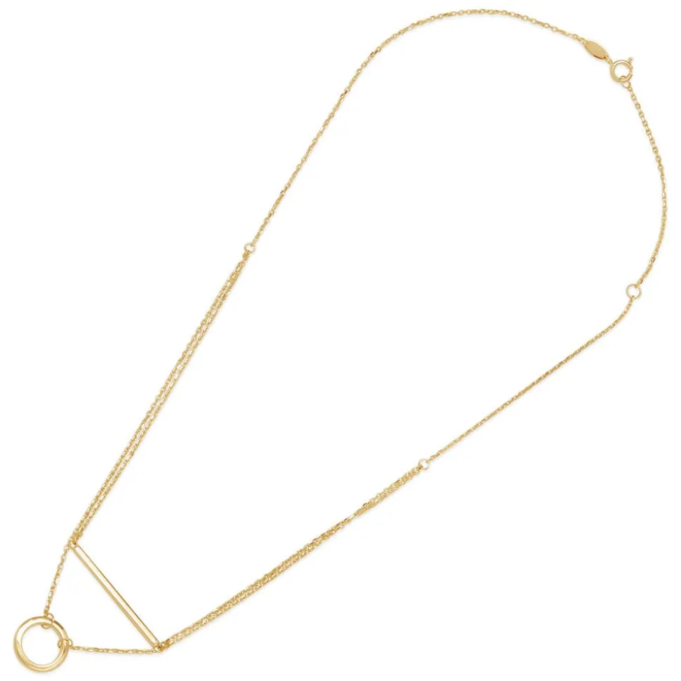 9ct Yellow Gold Bar & Circle Layer Necklet