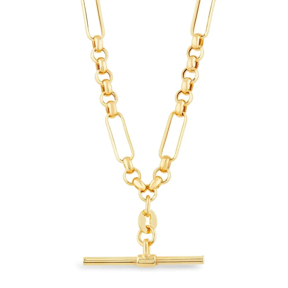 9ct Yellow Gold Belcher Albert T-Bar Necklet