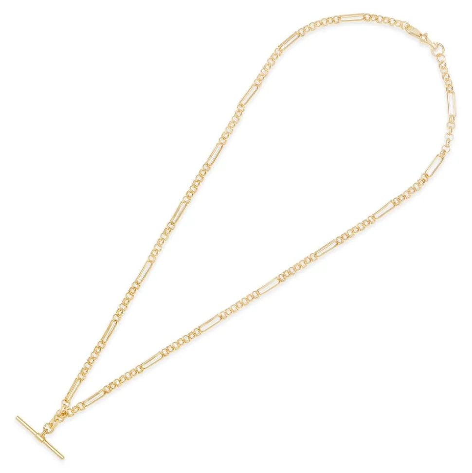 9ct Yellow Gold Belcher Albert T-Bar Necklet