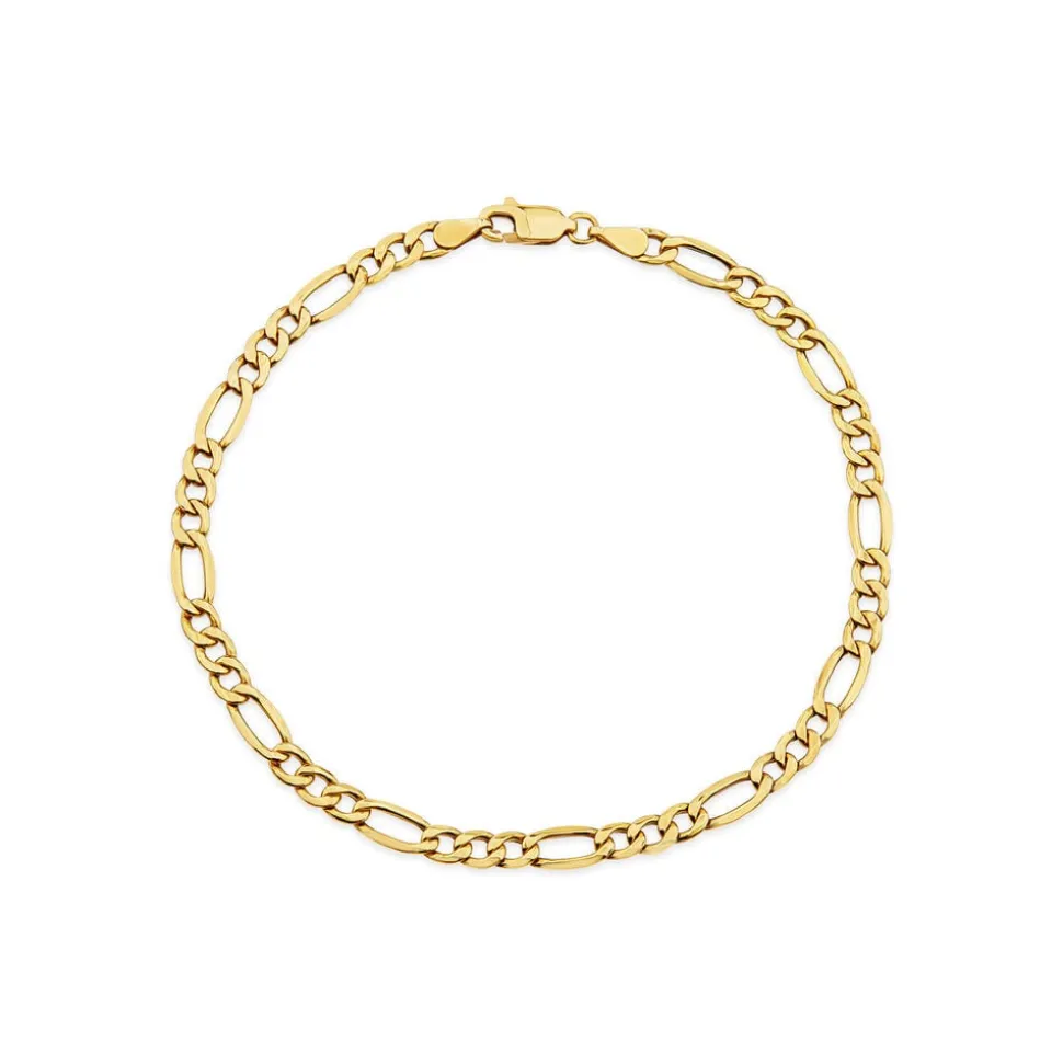 9ct Yellow Gold Bevelled Figaro 8.5 inch Bracelet
