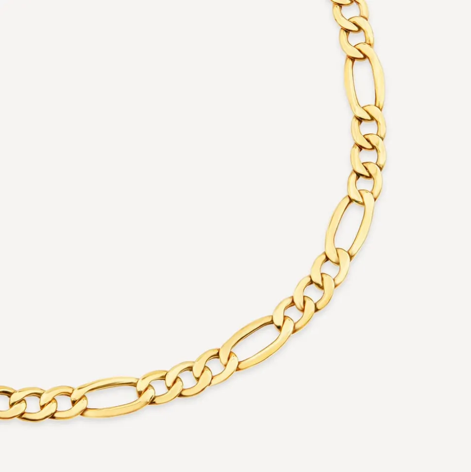 9ct Yellow Gold Bevelled Figaro 8.5 inch Bracelet