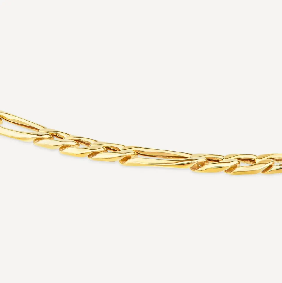 9ct Yellow Gold Bevelled Figaro 8.5 inch Bracelet