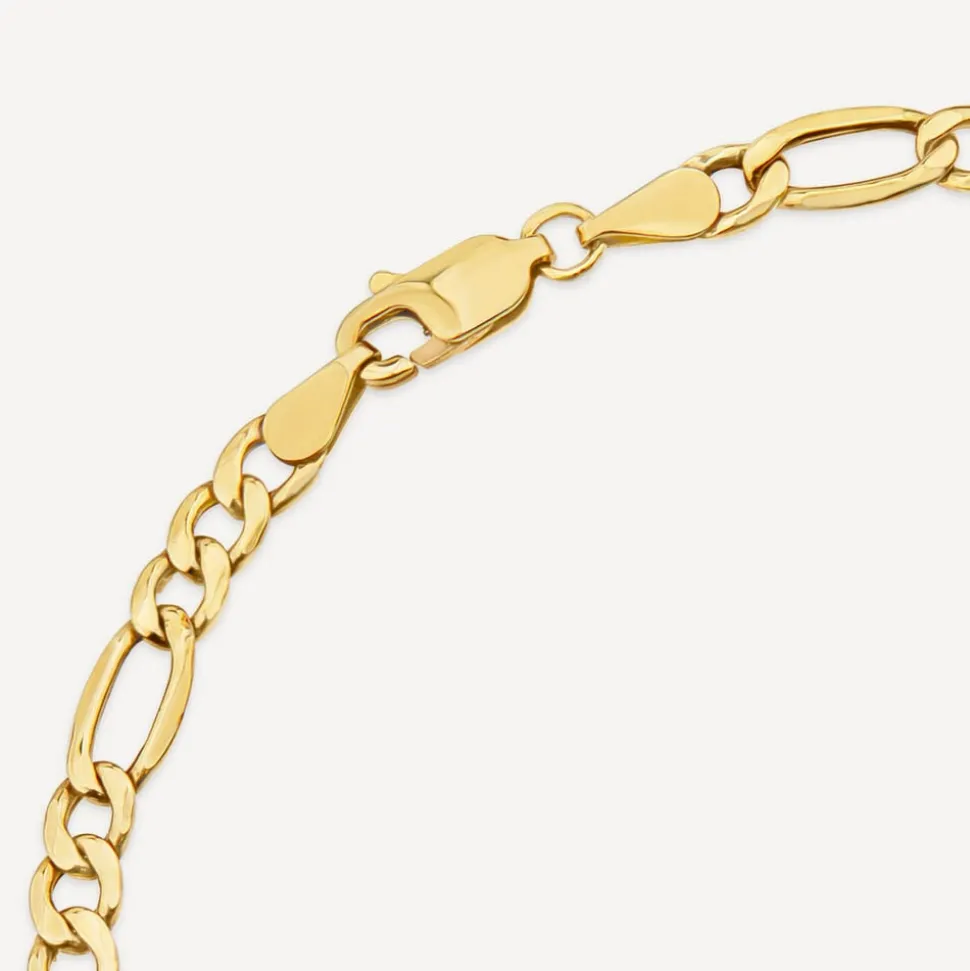9ct Yellow Gold Bevelled Figaro 8.5 inch Bracelet