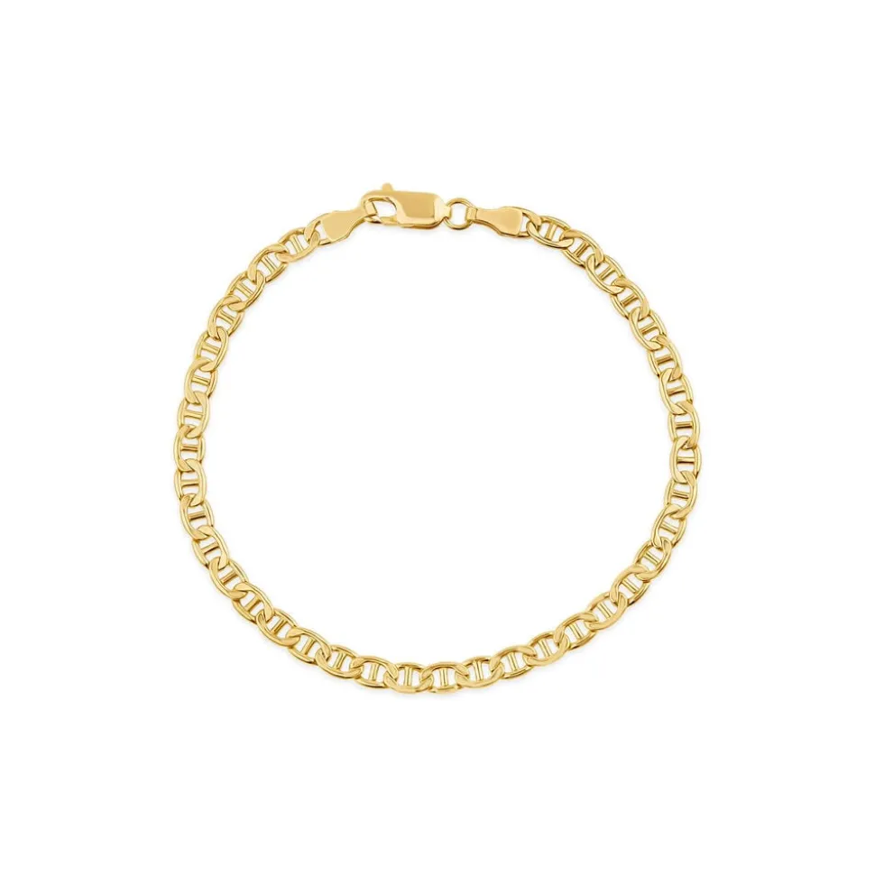 9ct Yellow Gold Bevelled Marine Chain Bracelet