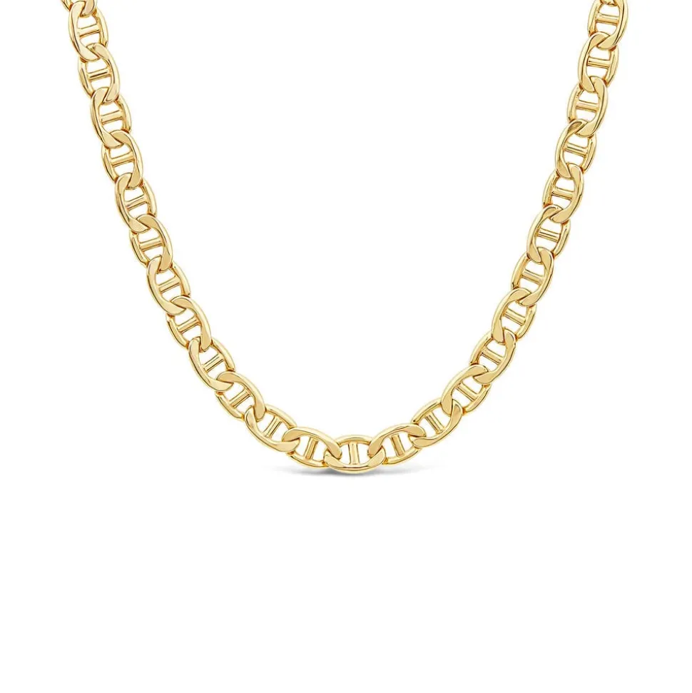 9ct Yellow Gold Bevelled Marine Chain Bracelet