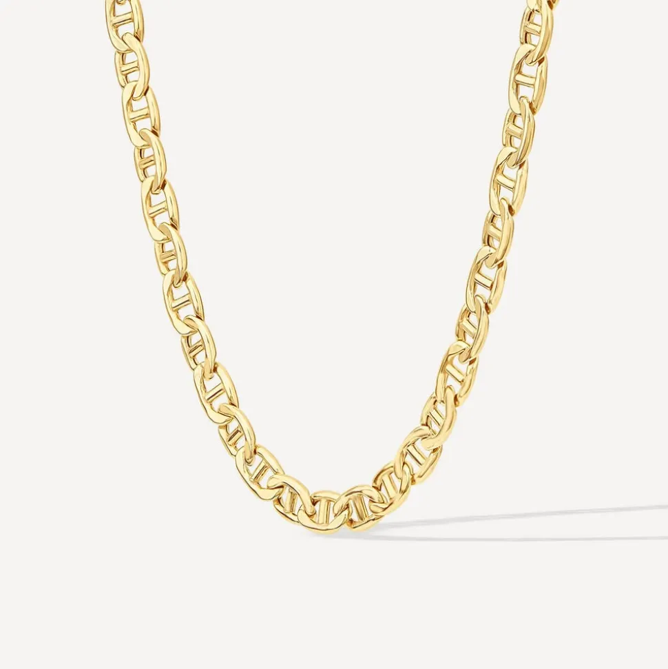 9ct Yellow Gold Bevelled Marine Chain Bracelet