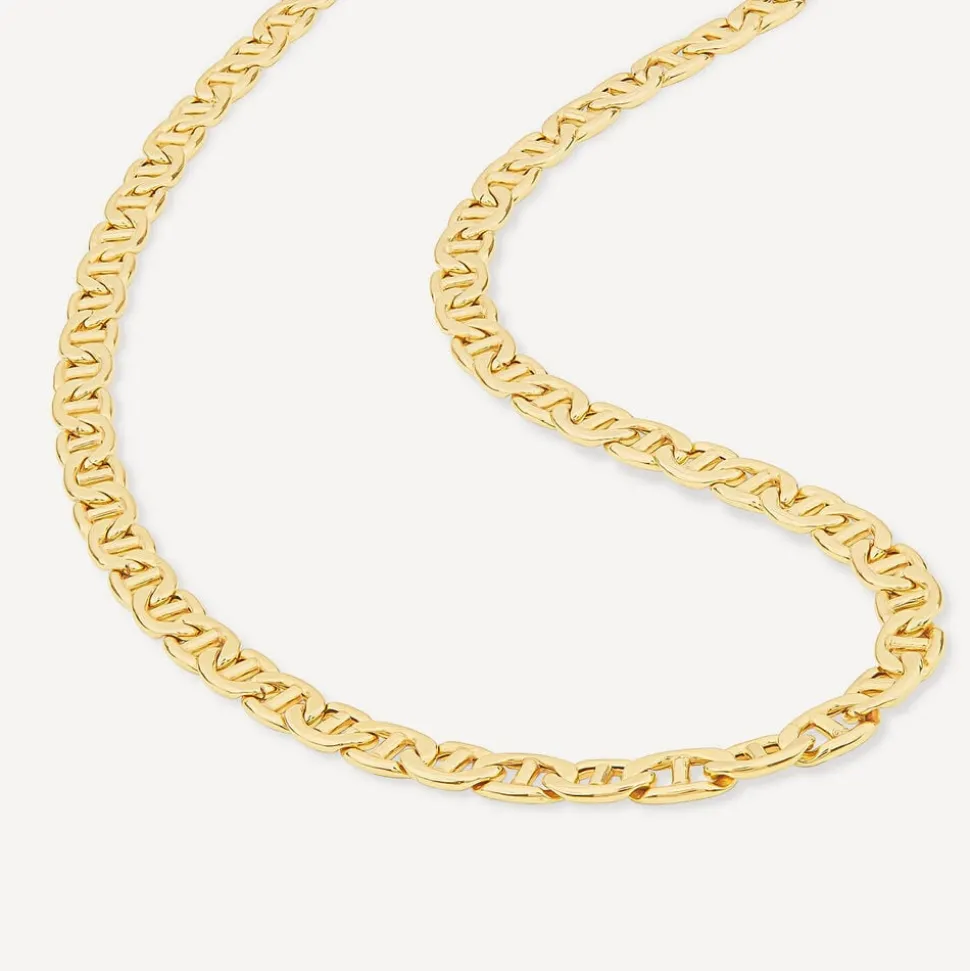 9ct Yellow Gold Bevelled Marine Chain Bracelet