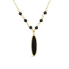 9ct Yellow Gold Black Enamel Beads & Oblong Drop Pendant Necklet