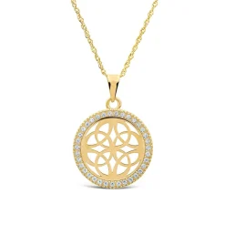9ct Yellow Gold Celtic Knot Cubic Zirconia Pendant