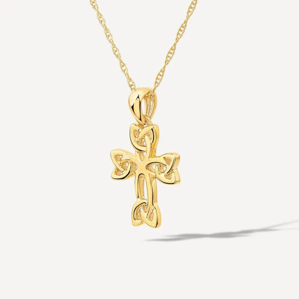 9ct Yellow Gold Celtic Knot Cross Pendant