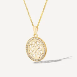 9ct Yellow Gold Celtic Knot Cubic Zirconia Pendant