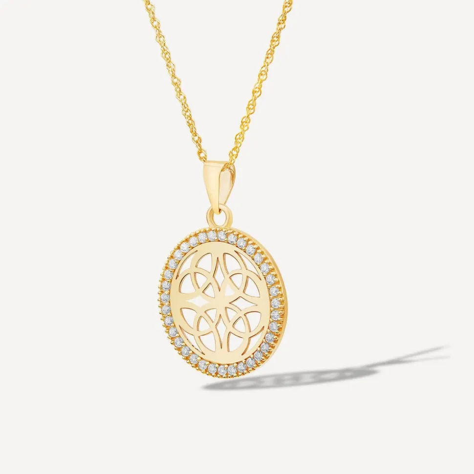 9ct Yellow Gold Celtic Knot Cubic Zirconia Pendant