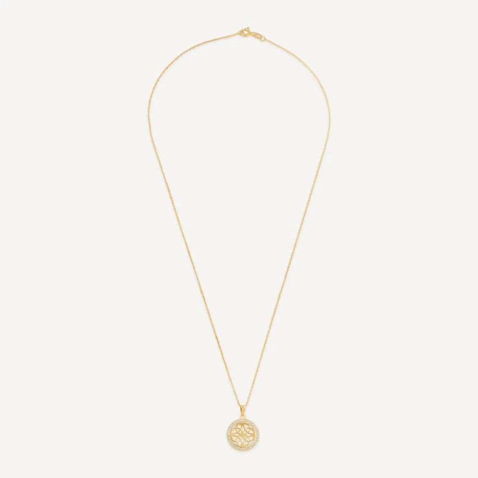 9ct Yellow Gold Celtic Knot Cubic Zirconia Pendant
