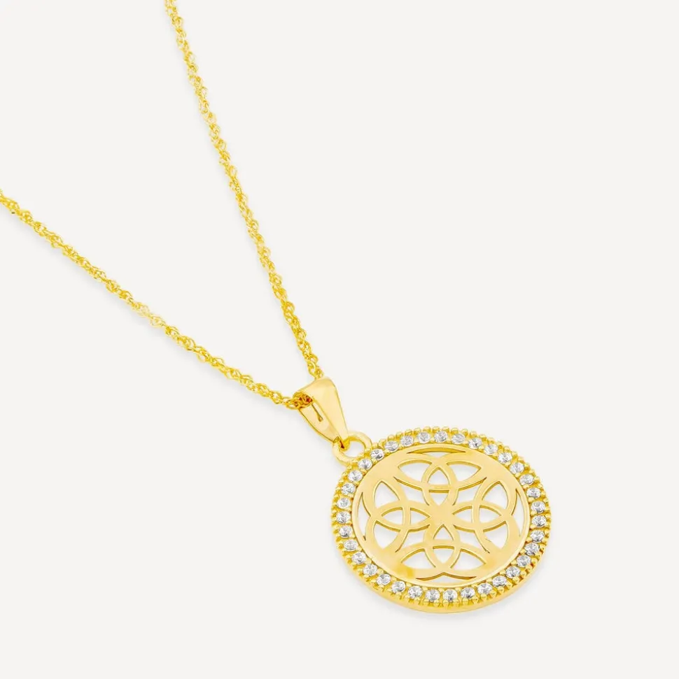 9ct Yellow Gold Celtic Knot Cubic Zirconia Pendant