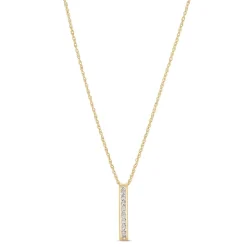 9ct Yellow Gold Channel Set Cubic Zirconia Bar Pendant (Chain Included)
