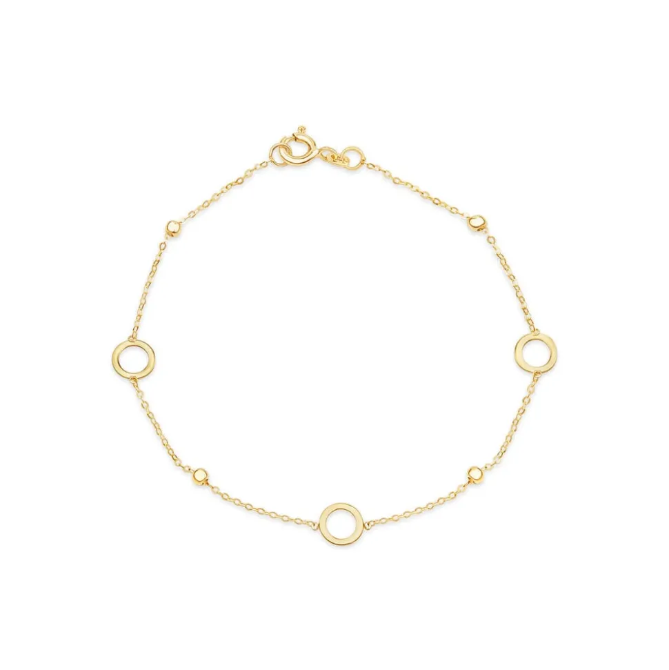 9ct Yellow Gold Circle & Bead Bracelet