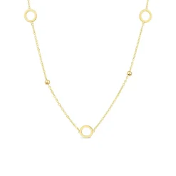 9ct Yellow Gold Circle & Bead 18inch Necklet