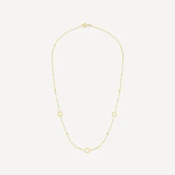 9ct Yellow Gold Circle & Bead 18inch Necklet