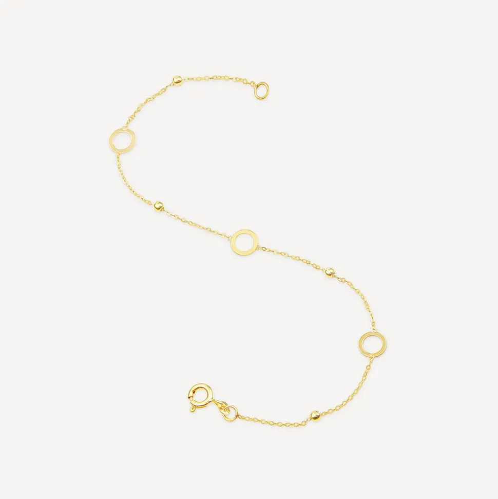 9ct Yellow Gold Circle & Bead Bracelet
