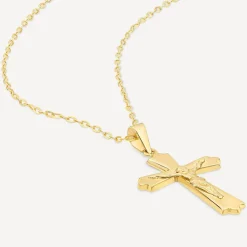 9ct Yellow Gold Cross Pendant (Chain Included)