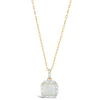 9ct Yellow Gold 0.028ct Diamond and Square Opal Pendant