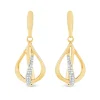 9ct Yellow Gold 0.07ct Diamond Four Strand and Open Sphere Drop Earrings