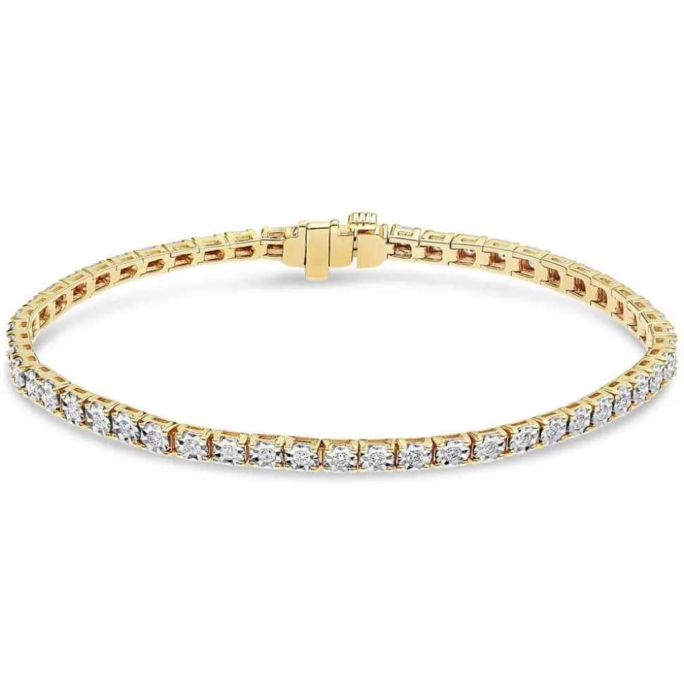 9ct Yellow Gold 1.00ct Diamond Tennis Bracelet