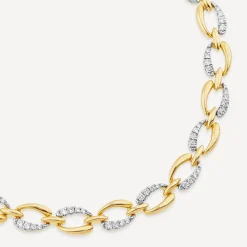 9ct Yellow Gold 0.50ct Diamond & Polished Link Bracelet
