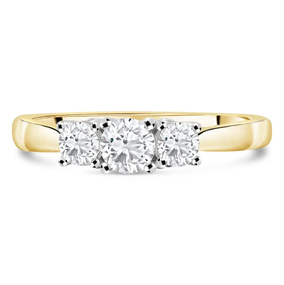 18ct Yellow Gold 0.75ct Diamond Trilogy Tulip Setting Ring