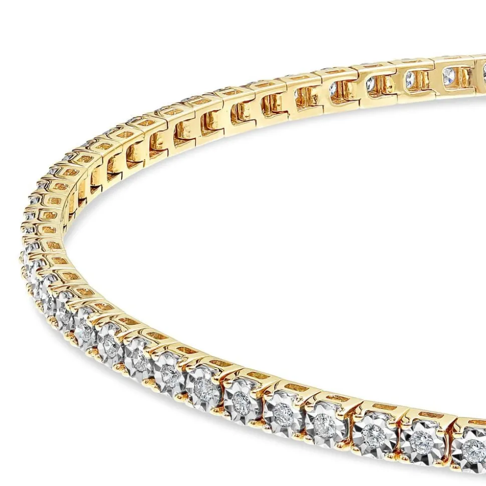 9ct Yellow Gold 1.00ct Diamond Tennis Bracelet