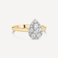 9ct Yellow Gold 0.50ct Diamond Cluster Pear Shaped Ring
