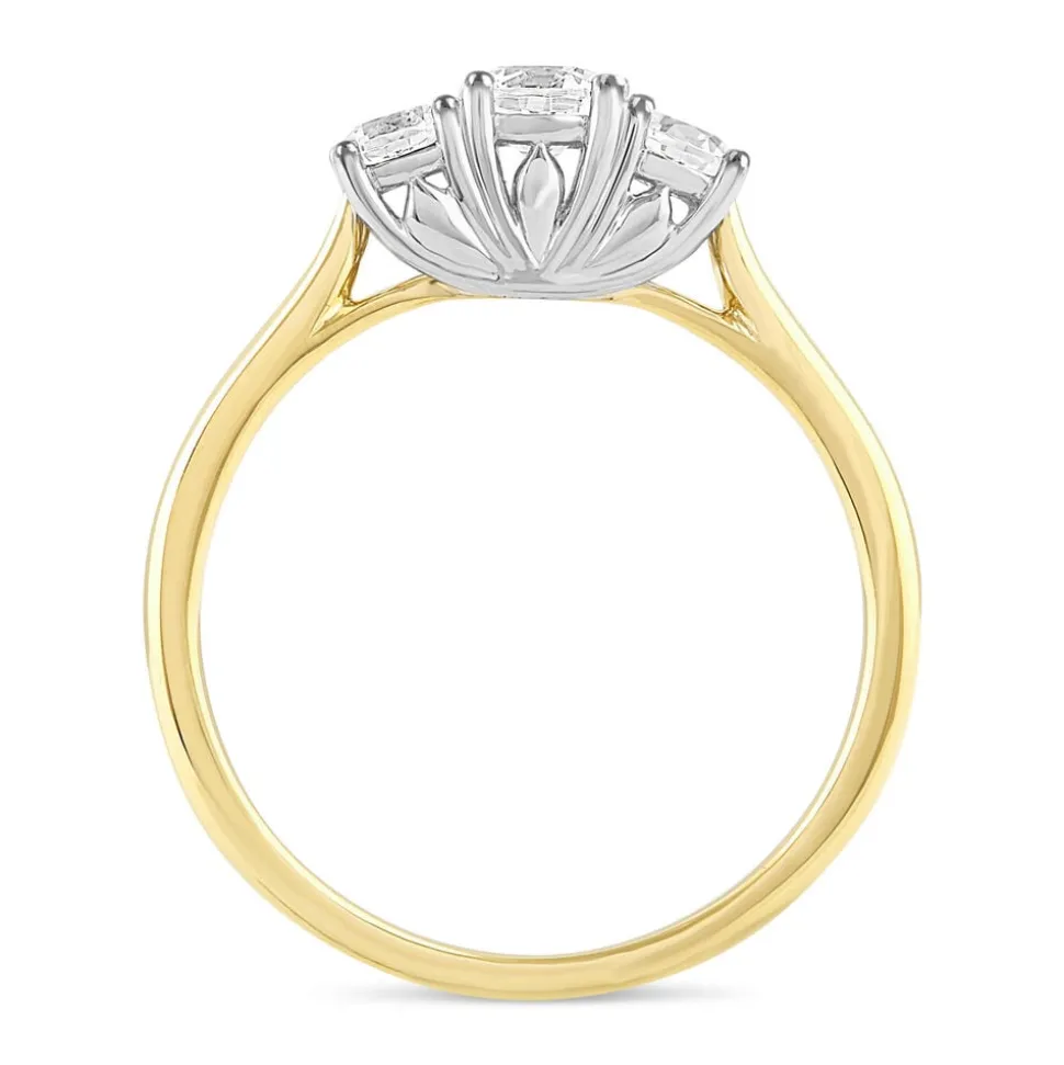 18ct Yellow Gold 0.50ct Diamond Trilogy Tulip Setting Ring