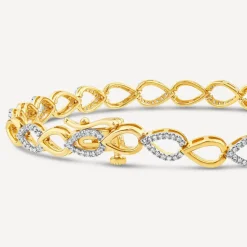 9ct Yellow Gold 0.58ct Diamond & Polished Teardrop Bracelet