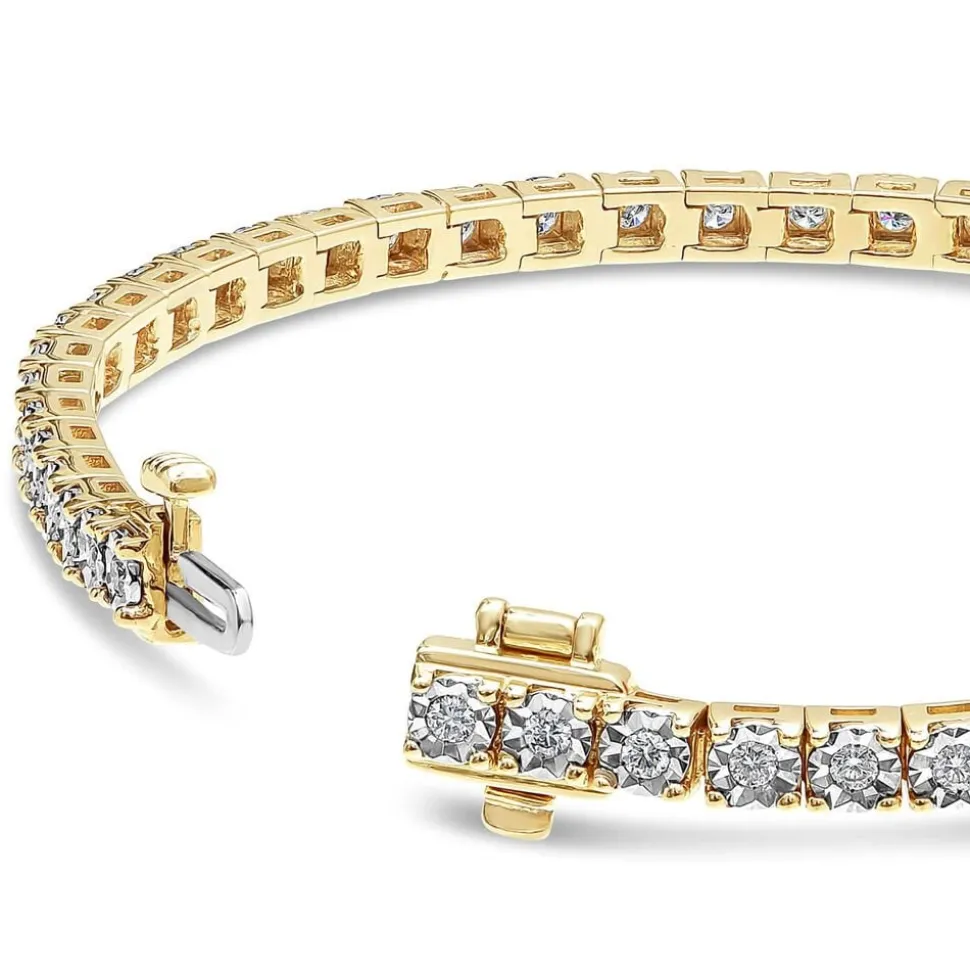 9ct Yellow Gold 1.00ct Diamond Tennis Bracelet