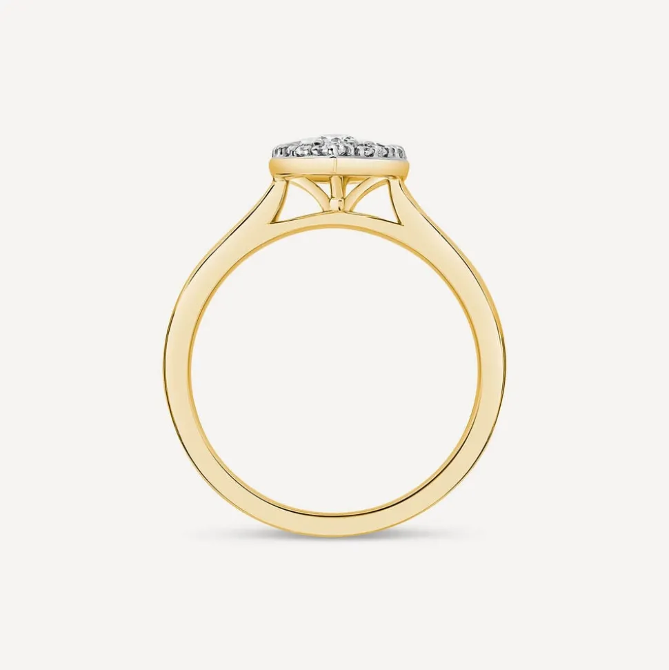 9ct Yellow Gold 0.50ct Diamond Cluster Pear Shaped Ring