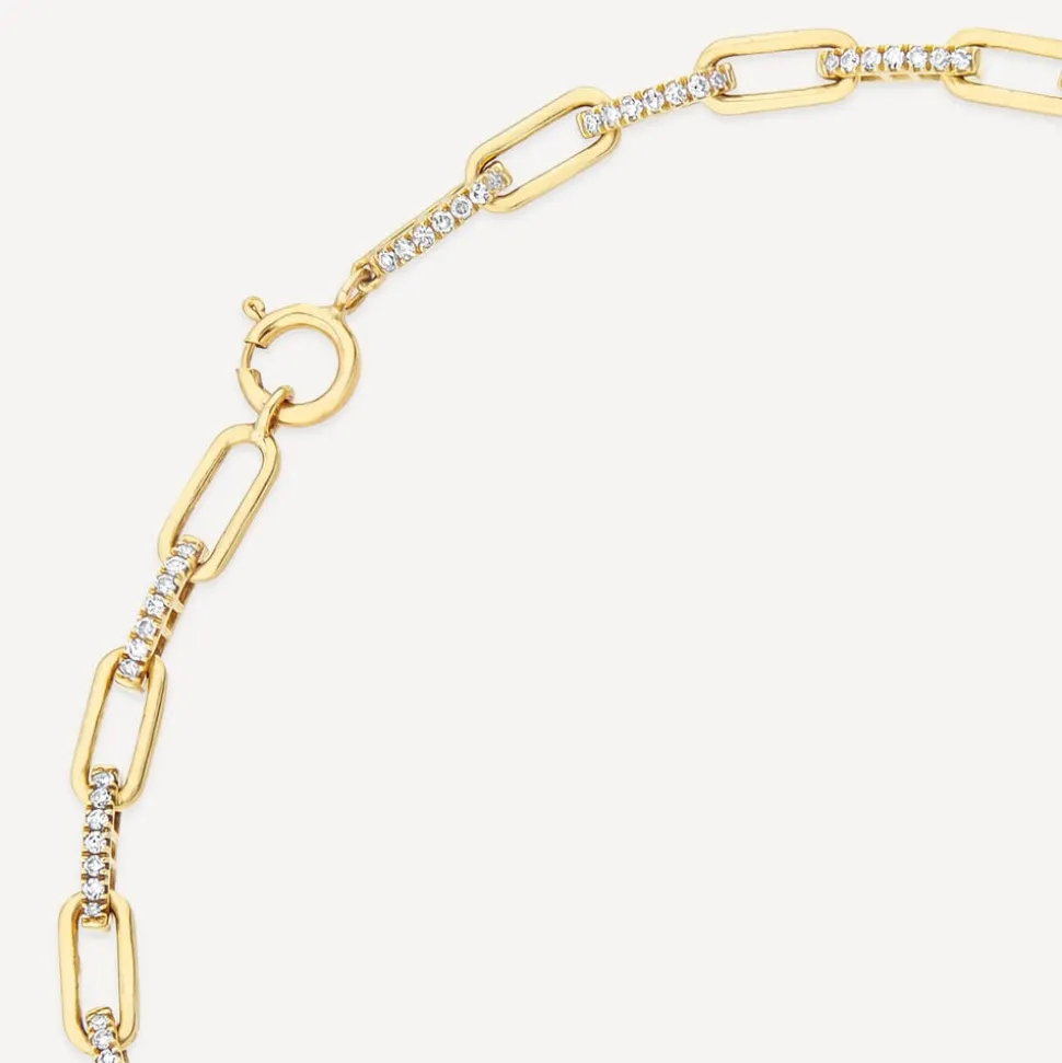 9ct Yellow Gold 0.40ct Diamond Paperlink Bracelet