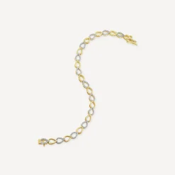 9ct Yellow Gold 0.58ct Diamond & Polished Teardrop Bracelet