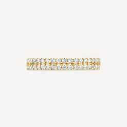 9ct Yellow Gold 0.38ct Double Row Claw Set Diamond Eternity Ring