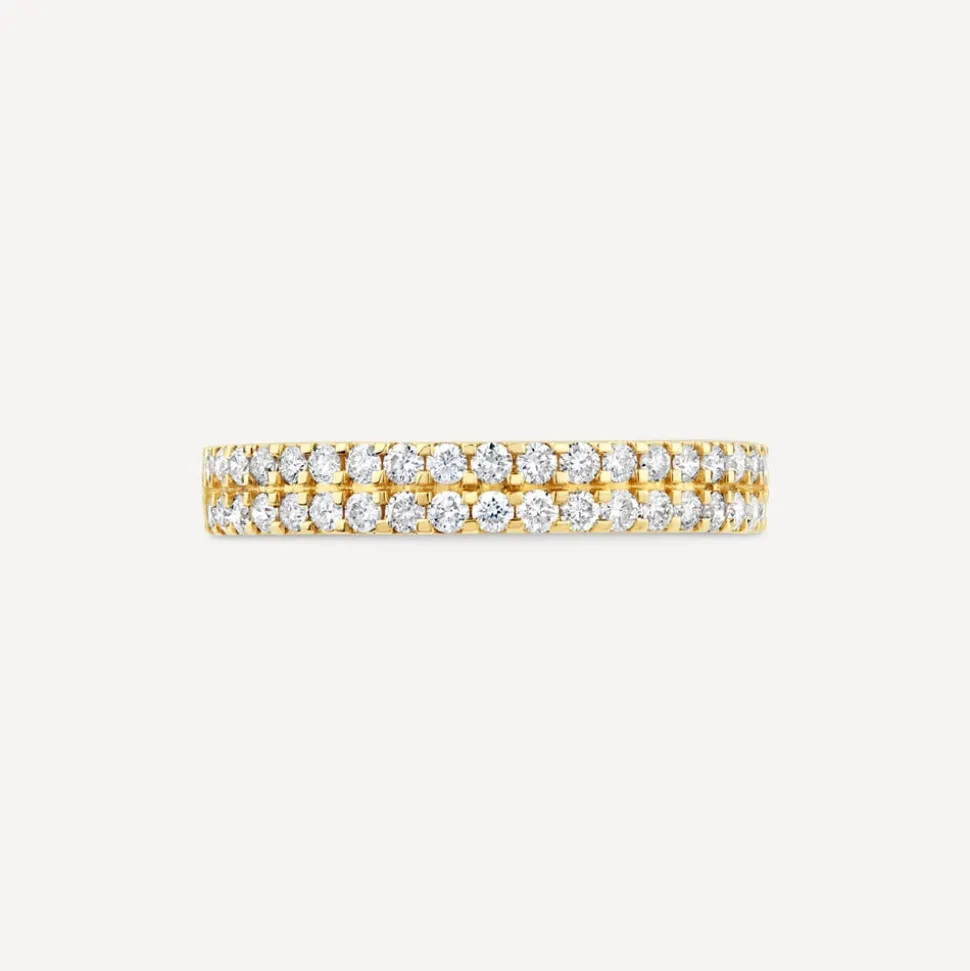 9ct Yellow Gold 0.38ct Double Row Claw Set Diamond Eternity Ring