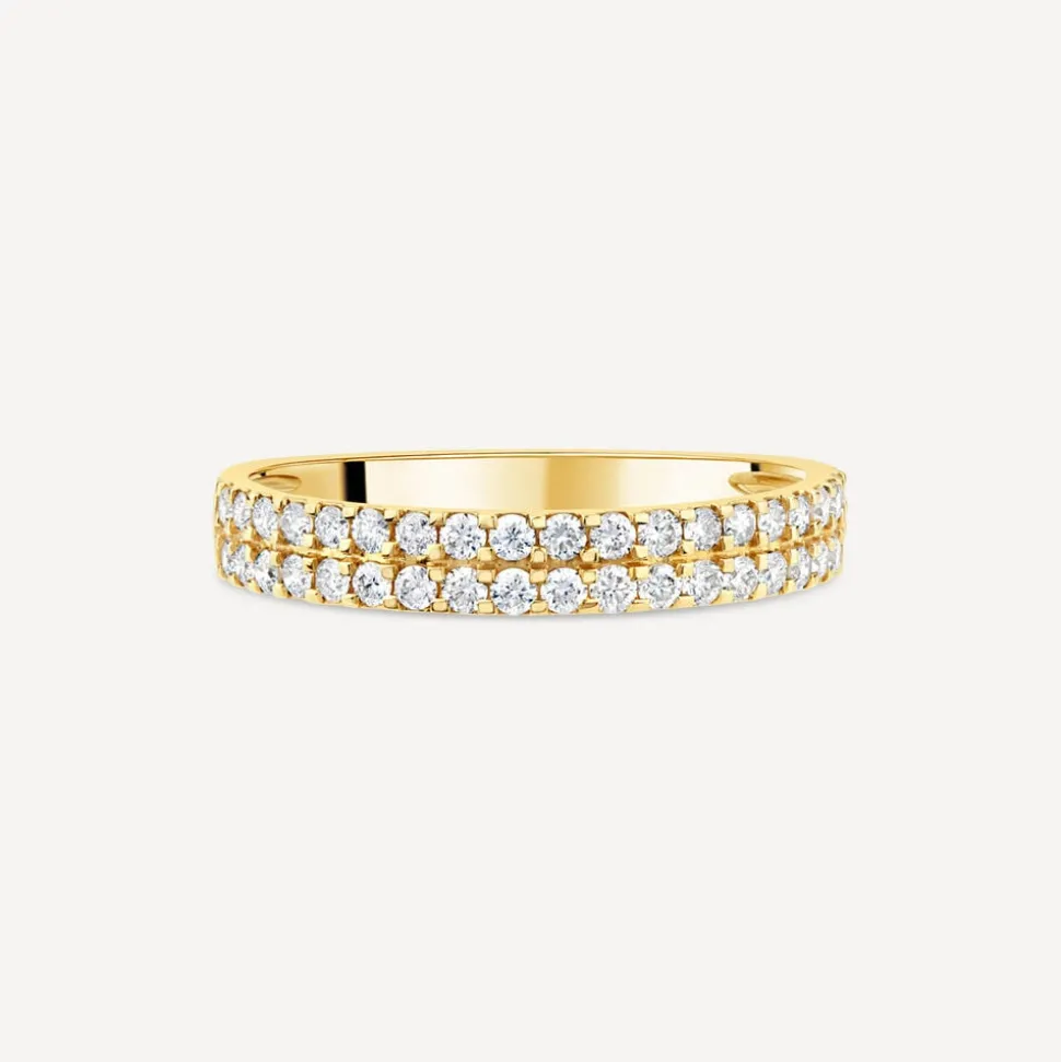 9ct Yellow Gold 0.38ct Double Row Claw Set Diamond Eternity Ring